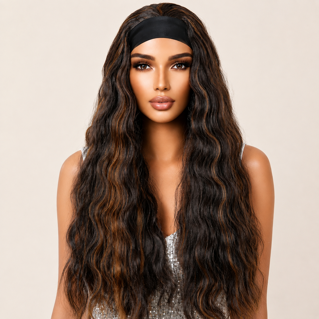 Ombré honey brown headband wig