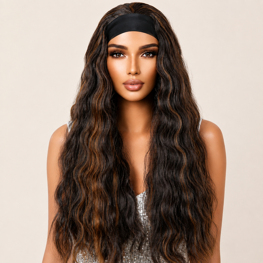 Ombré honey brown headband wig