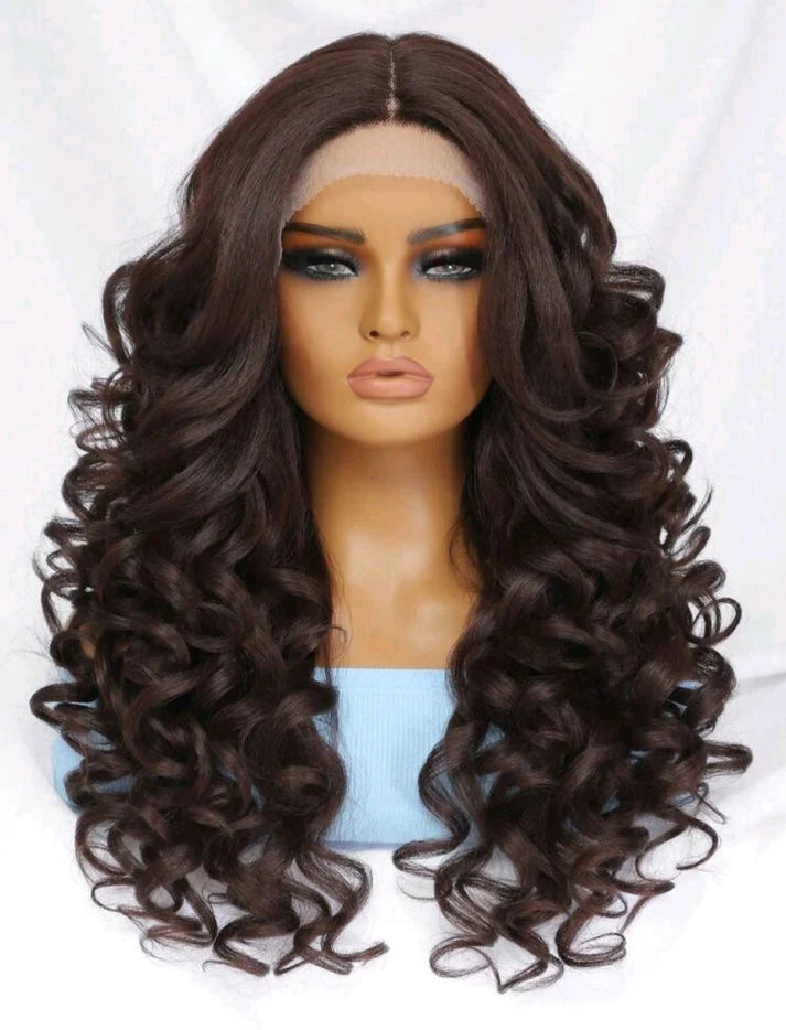 Black Brown Curly Wig ( Human Blend)