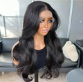 Natural Black Curtain Bangs Wig (Human Blend)
