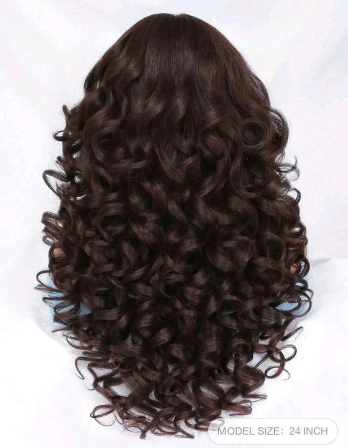 Black Brown Curly Wig ( Human Blend)