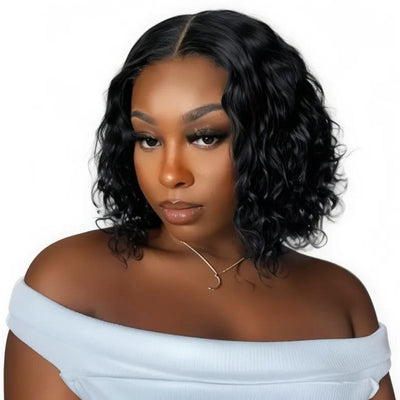 10 Inch Brazilian Deep Wave Curly Bob Wig 4x4 Glueless Lace Closure Wigs